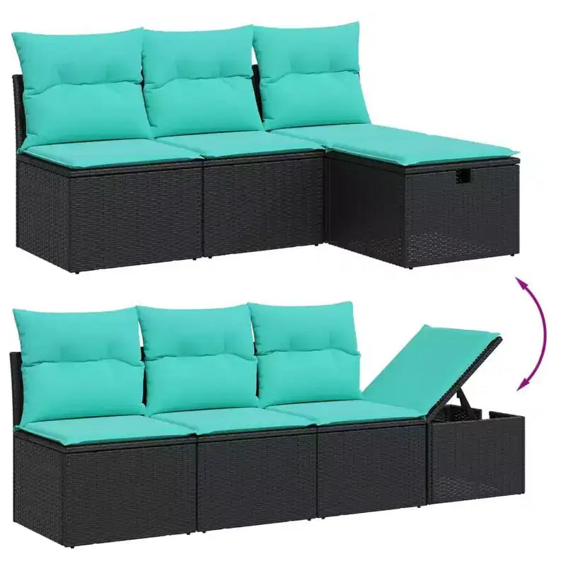 vidaXL Patio Sofa Set with Cushions Sectional Couches 9 Piece Poly Rattan