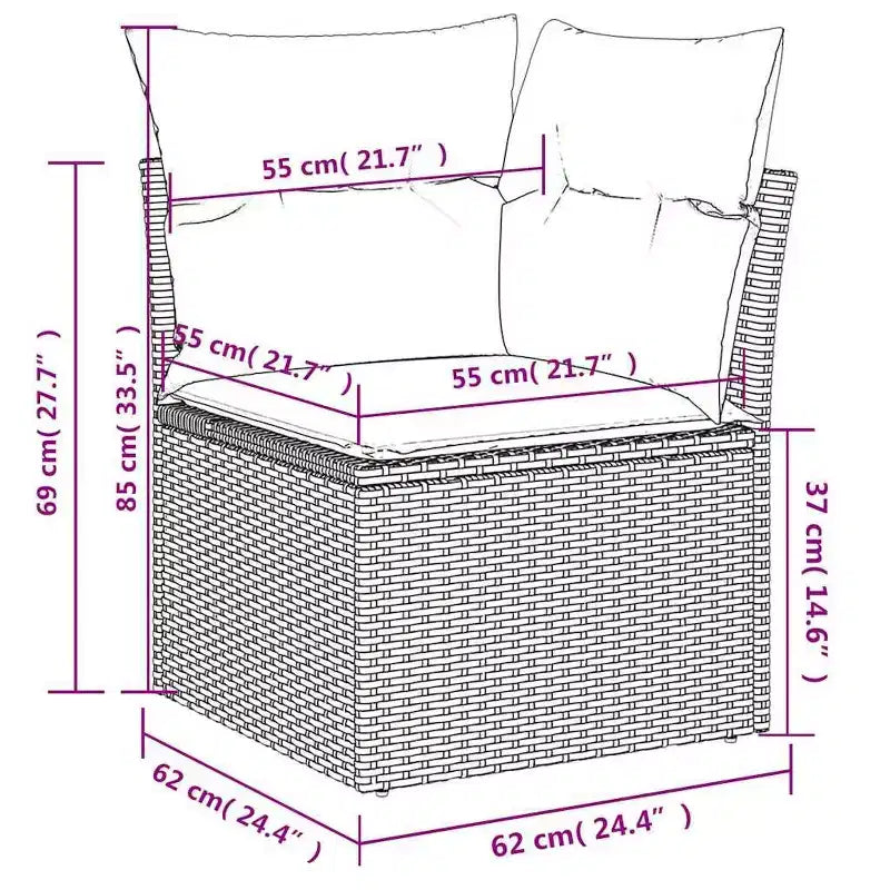 vidaXL Patio Sofa Set with Cushions Sectional Couches 9 Piece Poly Rattan