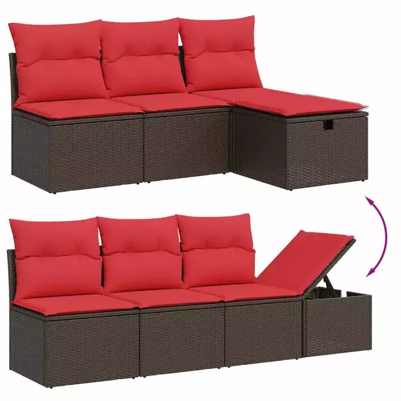vidaXL Patio Sofa Set with Cushions Sectional Couches 9 Piece Poly Rattan