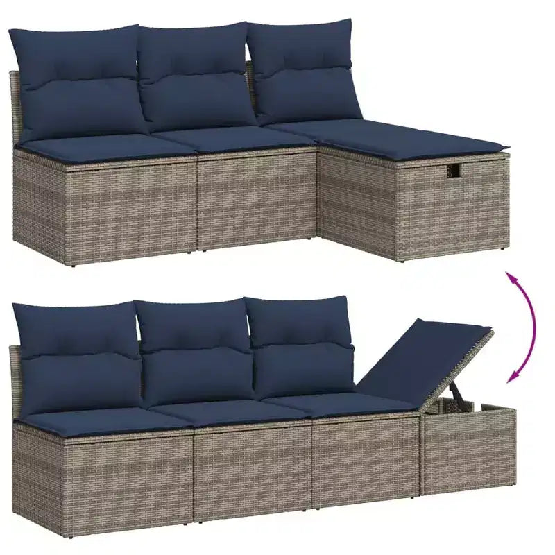 vidaXL Patio Sofa Set with Cushions Sectional Couches 9 Piece Poly Rattan