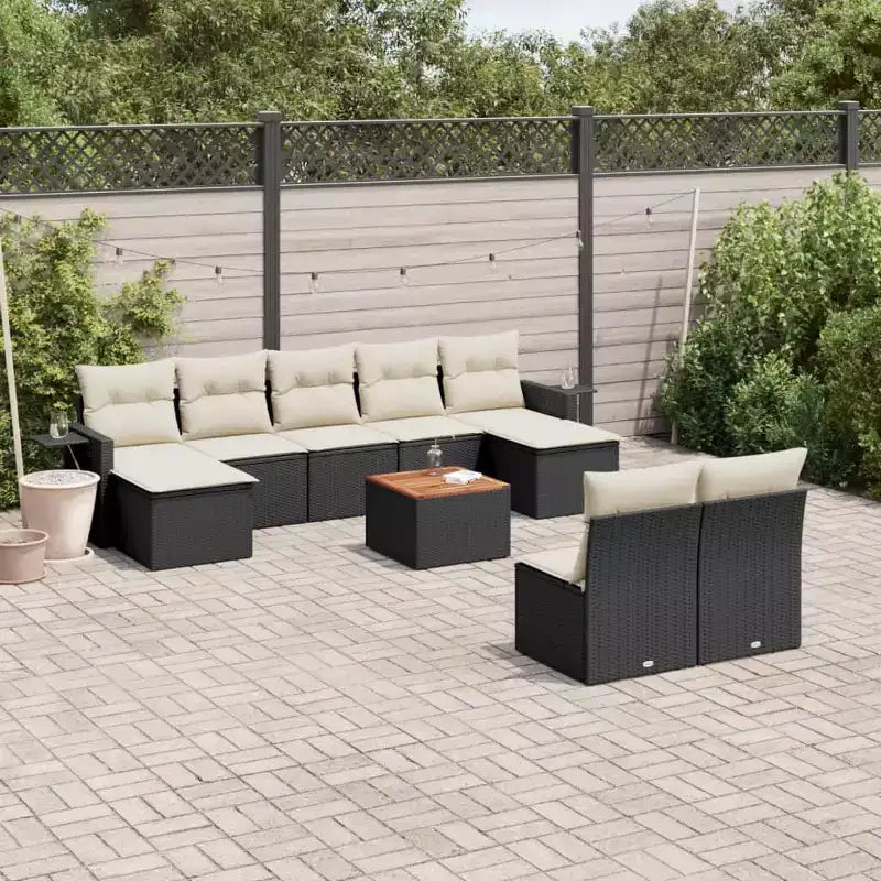vidaXL 10 Piece Patio Sofa Set with Cushions Gray Poly Rattan