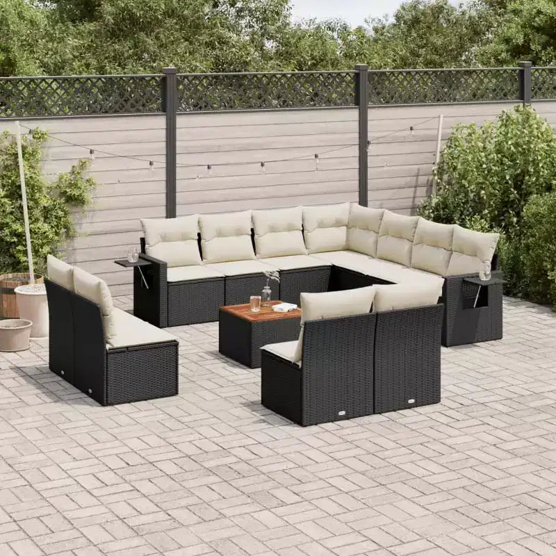 vidaXL 12 Piece Patio Sofa Set with Cushions Gray Poly Rattan