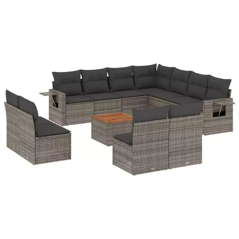 vidaXL 12 Piece Patio Sofa Set with Cushions Gray Poly Rattan