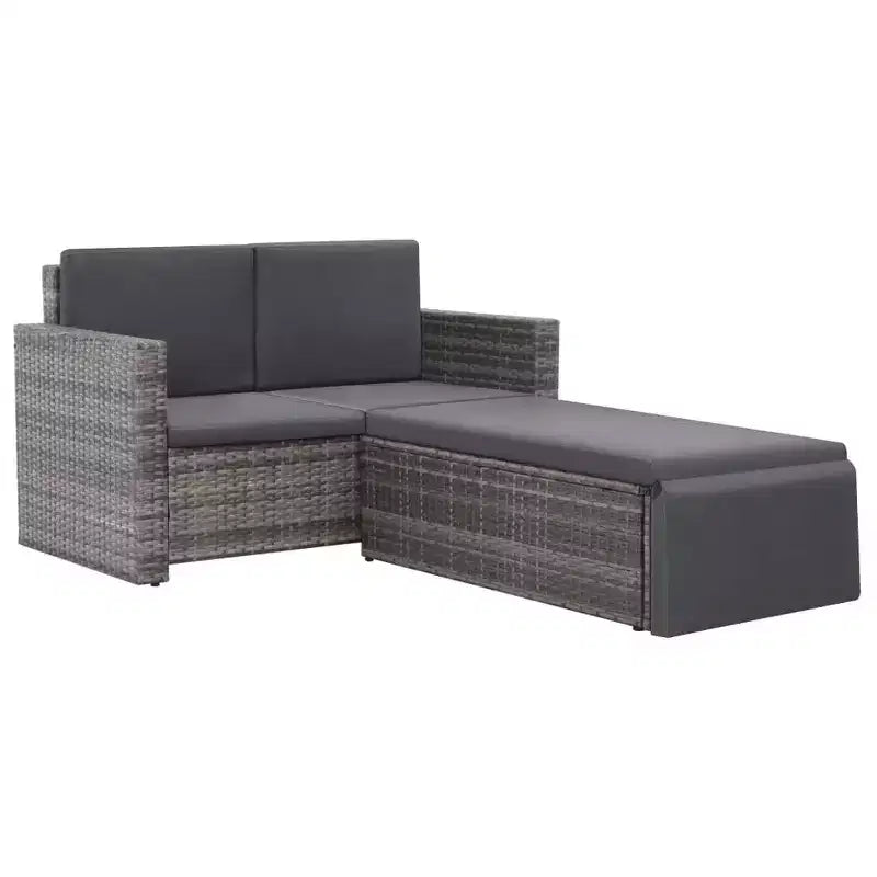 vidaXL Patio Furniture Set 2 Piece Patio Loveseat Outdoor Sofa Poly Rattan