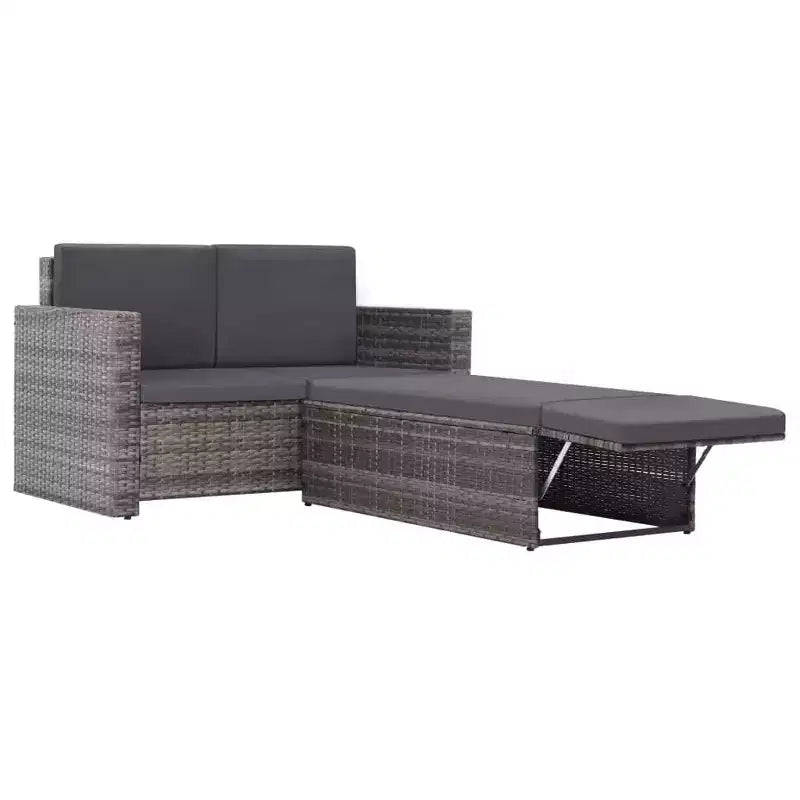 vidaXL Patio Furniture Set 2 Piece Patio Loveseat Outdoor Sofa Poly Rattan