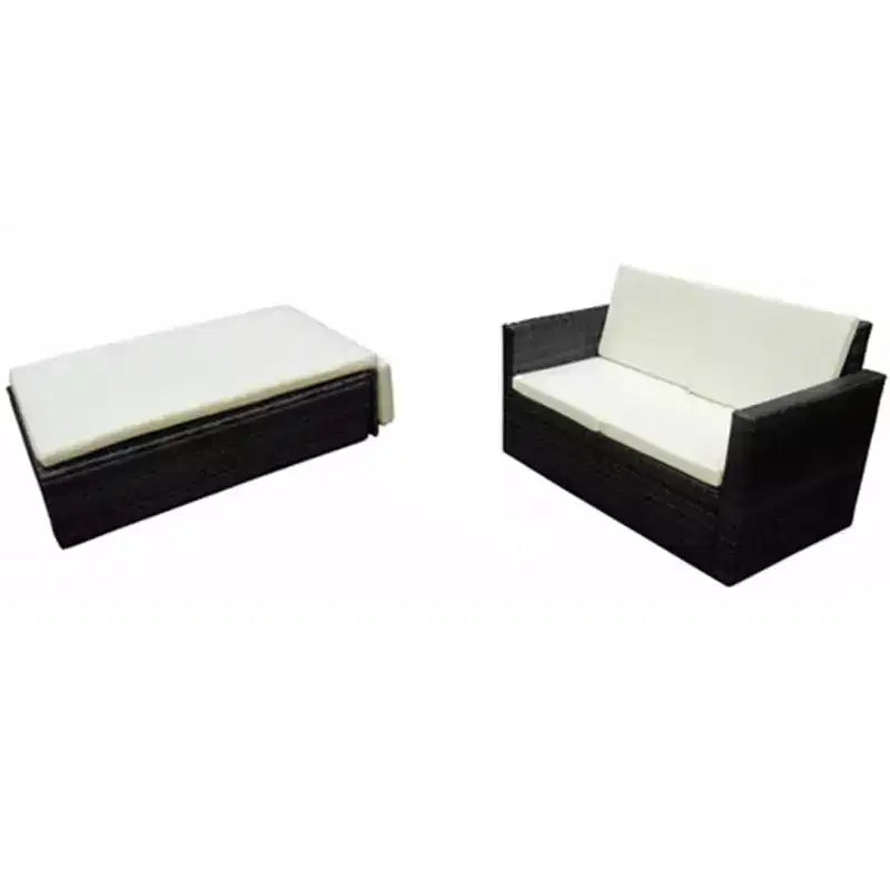 vidaXL Patio Furniture Set 2 Piece Patio Loveseat Outdoor Sofa Poly Rattan
