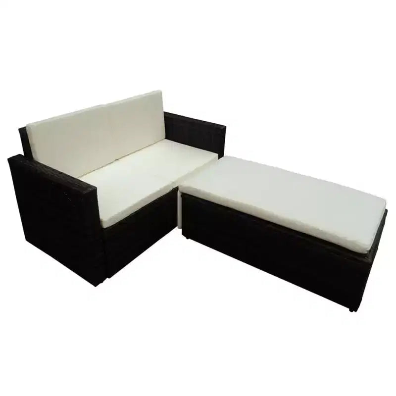 vidaXL Patio Furniture Set 2 Piece Patio Loveseat Outdoor Sofa Poly Rattan