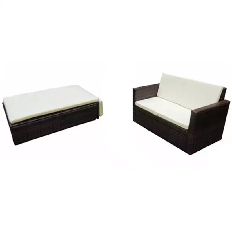vidaXL Patio Furniture Set 2 Piece Patio Loveseat Outdoor Sofa Poly Rattan