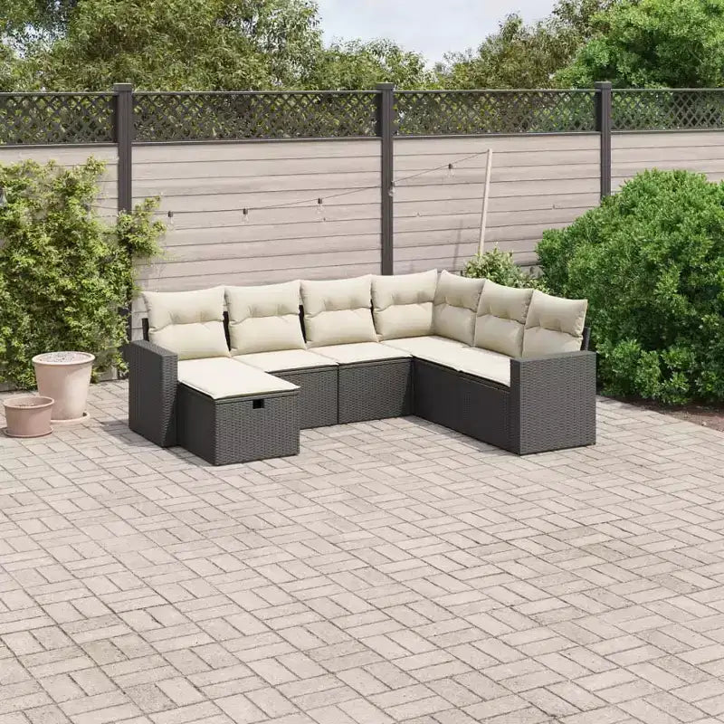 vidaXL Juego de Sofás de Jardín de 7 Piezas con Cojines, Sofá Modular de Ratán Sintético, Varios Colores, Diseño Modular