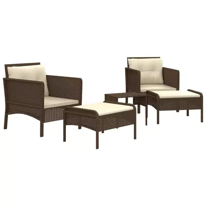 vidaXL Patio Furniture Set 5 Piece Outdoor Chair with Cushions Poly Rattan