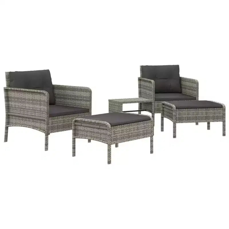 vidaXL Patio Furniture Set 5 Piece Outdoor Chair with Cushions Poly Rattan