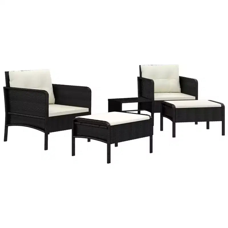 vidaXL Patio Furniture Set 5 Piece Outdoor Chair with Cushions Poly Rattan