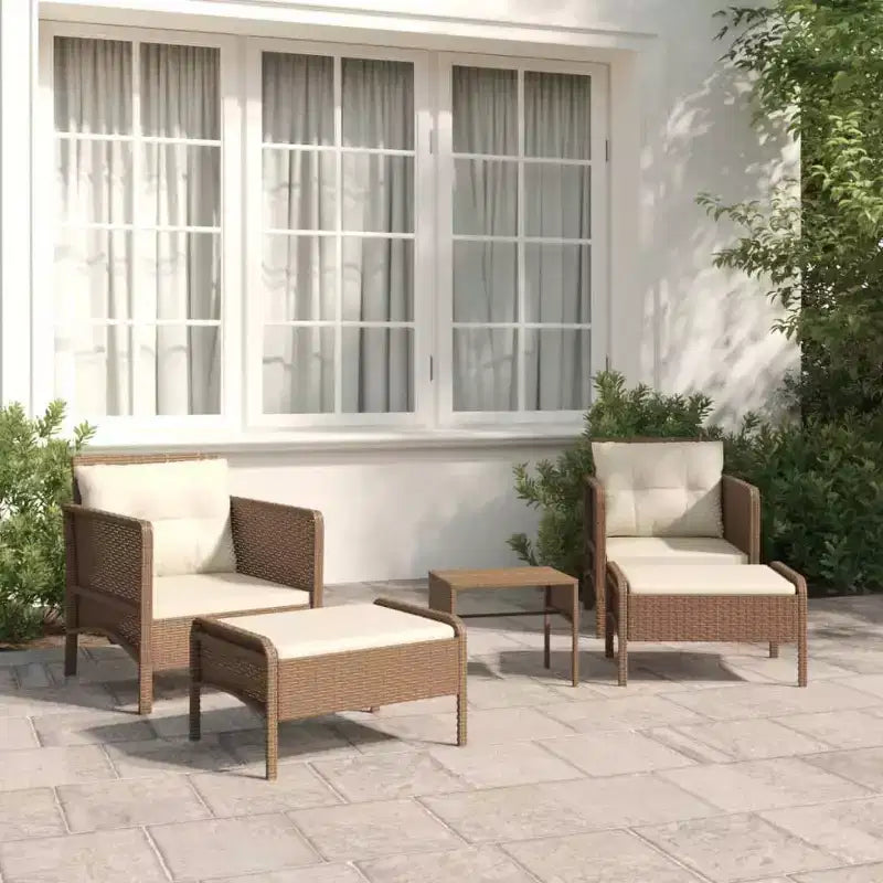 vidaXL Patio Furniture Set 5 Piece Outdoor Chair with Cushions Poly Rattan