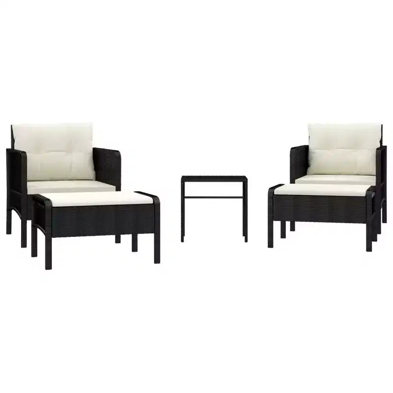 vidaXL Patio Furniture Set 5 Piece Outdoor Chair with Cushions Poly Rattan