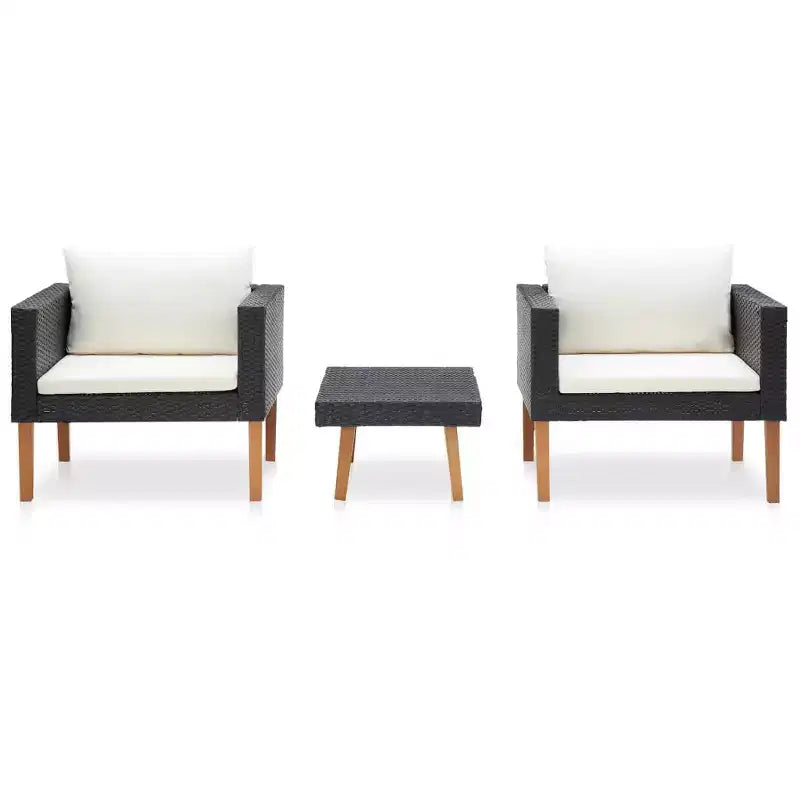 vidaXL Patio Furniture Set 3 Piece Patio Sofa with Coffee Table Poly Rattan