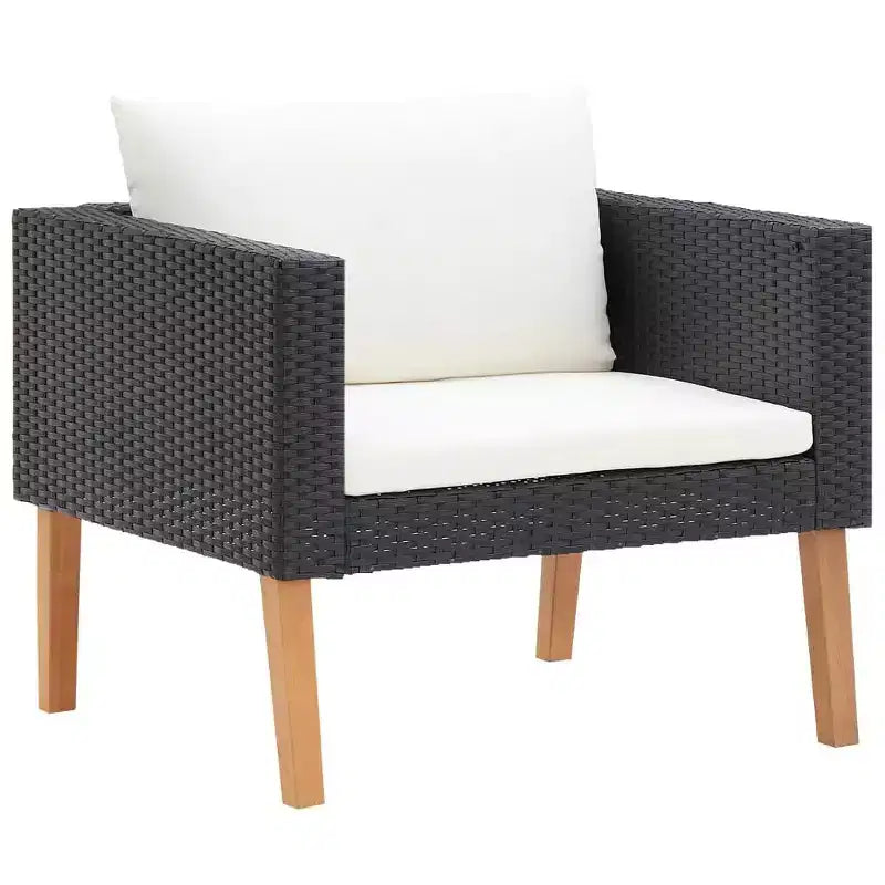 vidaXL Patio Furniture Set 3 Piece Patio Sofa with Coffee Table Poly Rattan