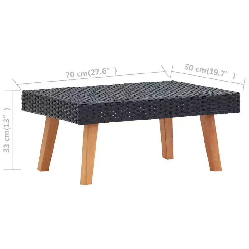 vidaXL Patio Furniture Set 3 Piece Patio Sofa with Coffee Table Poly Rattan
