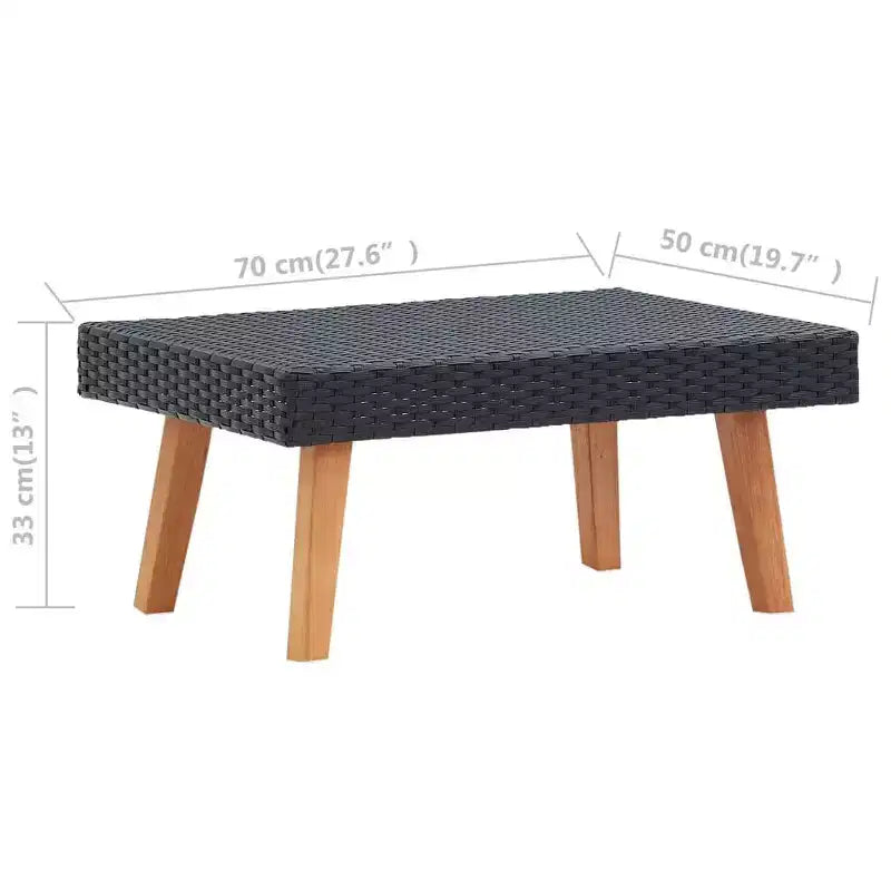 vidaXL Patio Furniture Set 3 Piece Patio Sofa with Coffee Table Poly Rattan