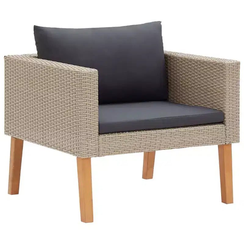 vidaXL Patio Furniture Set 3 Piece Patio Sofa with Coffee Table Poly Rattan