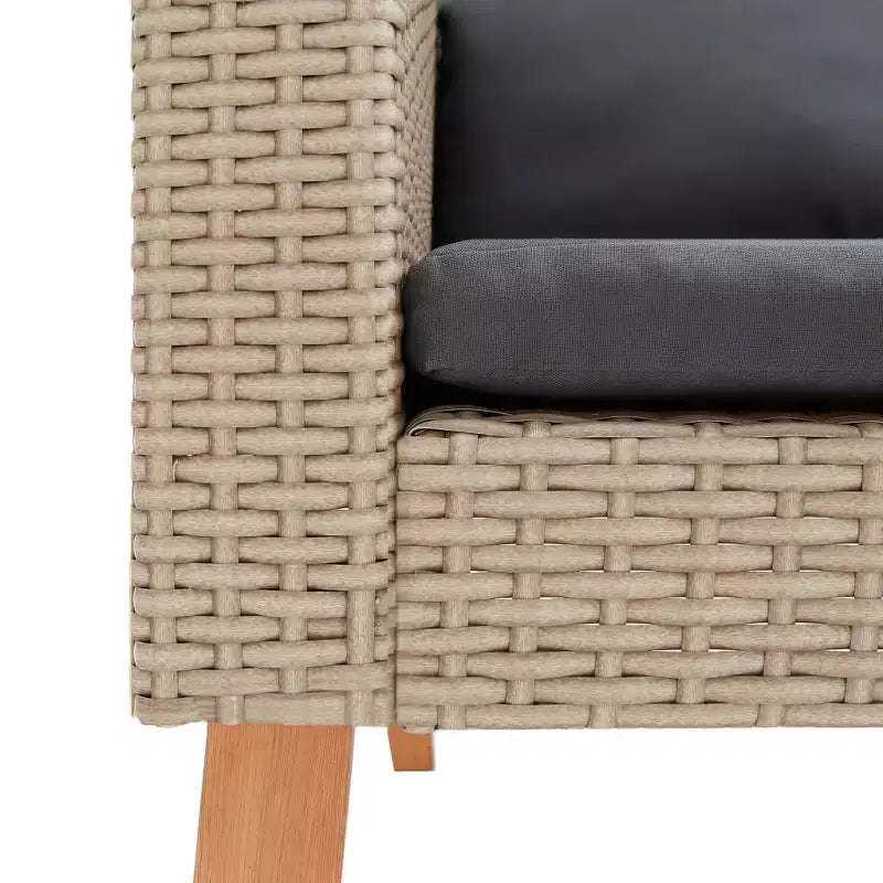 vidaXL Patio Furniture Set 3 Piece Patio Sofa with Coffee Table Poly Rattan