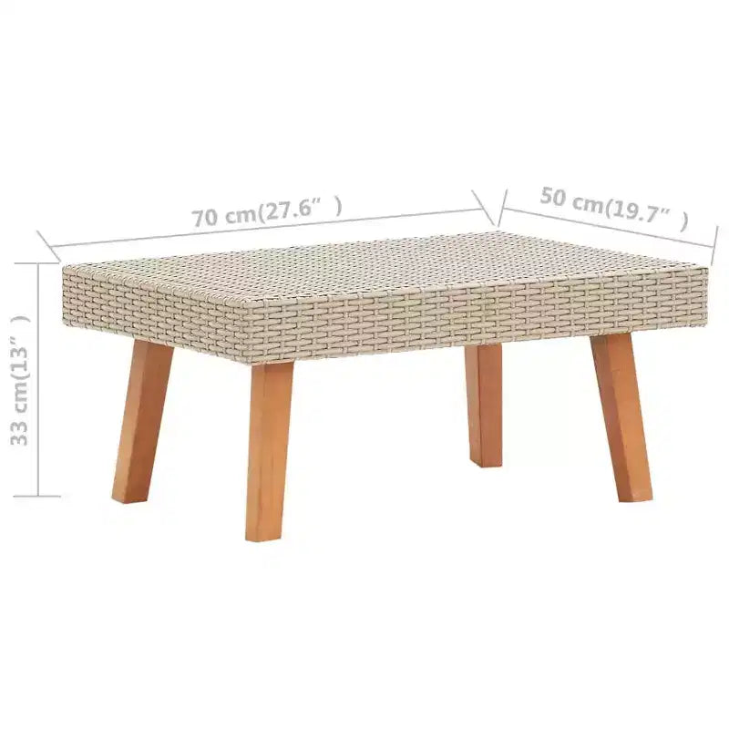 vidaXL Patio Furniture Set 3 Piece Patio Sofa with Coffee Table Poly Rattan