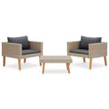 vidaXL Patio Furniture Set 3 Piece Patio Sofa with Coffee Table Poly Rattan