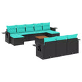 vidaXL 11 Piece Garden Sofa Set with Cushions Black Poly Rattan