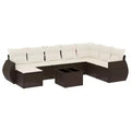 vidaXL 9 Piece Patio Sofa Set with Cushions Brown Poly Rattan