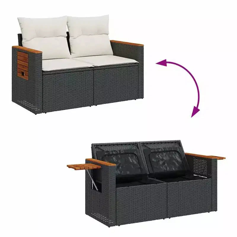 vidaXL Juego de sofá de patio de 7 piezas con cojines, seccional modular de ratán sintético para exteriores, varios colores y modelos