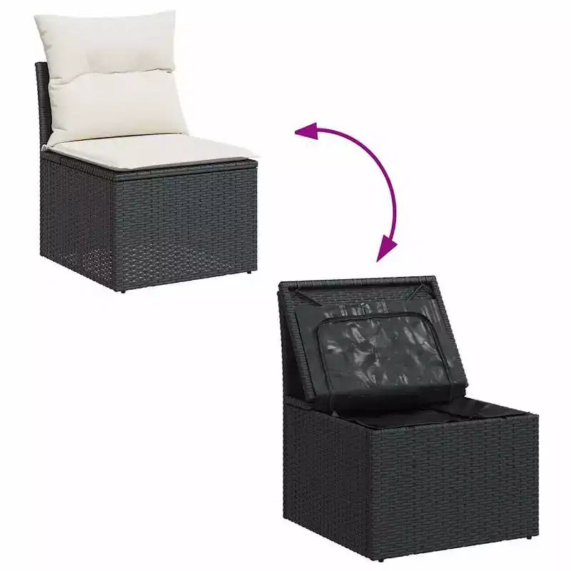vidaXL Juego de sofá de patio de 7 piezas con cojines, seccional modular de ratán sintético para exteriores, varios colores y modelos