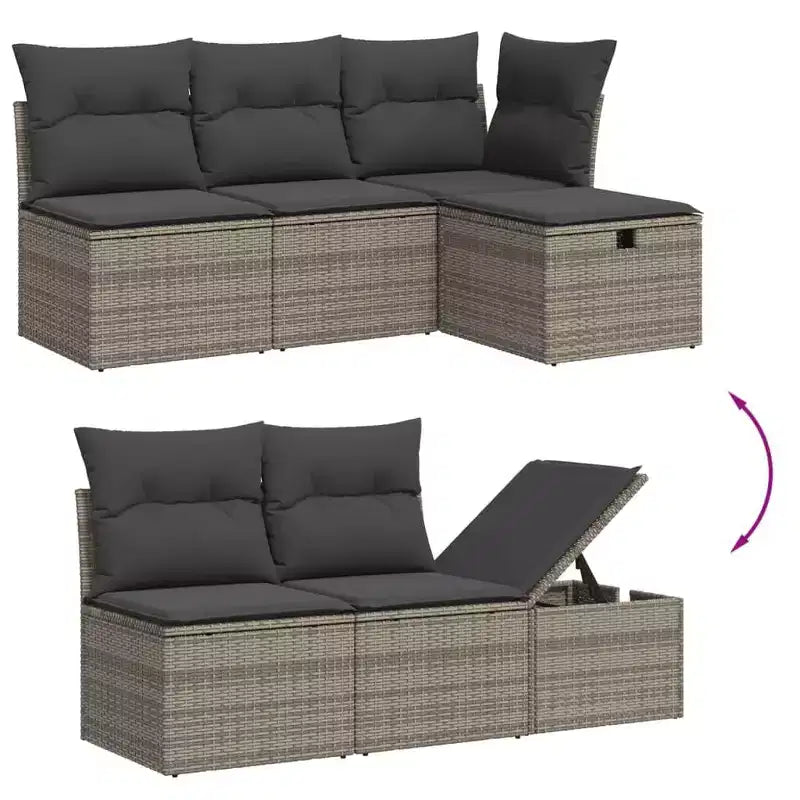 vidaXL Juego de sofá de patio de 7 piezas con cojines, seccional modular de ratán sintético para exteriores, varios colores y modelos