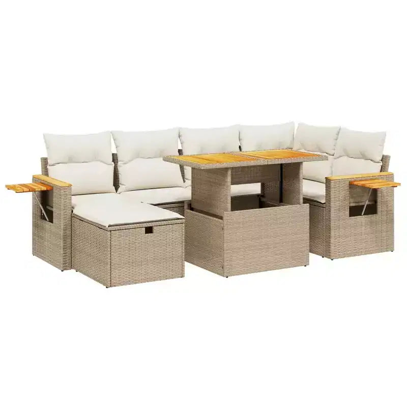 vidaXL Juego de sofá de patio de 7 piezas con cojines, seccional modular de ratán sintético para exteriores, varios colores y modelos