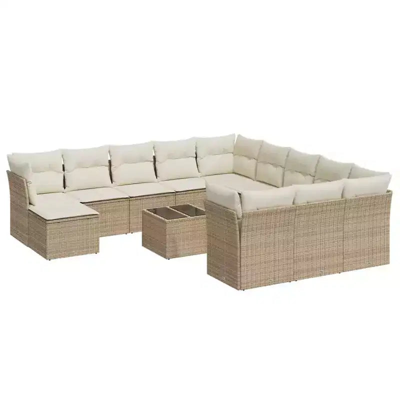 vidaXL 13 Piece Patio Sofa Set with Cushions Poly Rattan