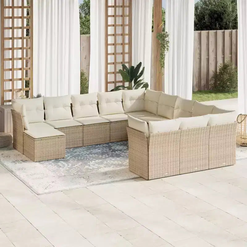vidaXL Conjunto de sofá de patio de 13 piezas con cojines de ratán sintético