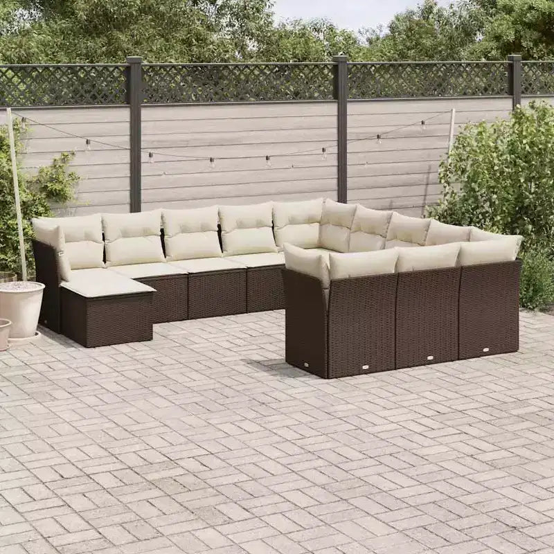 vidaXL Conjunto de sofá de patio de 13 piezas con cojines de ratán sintético