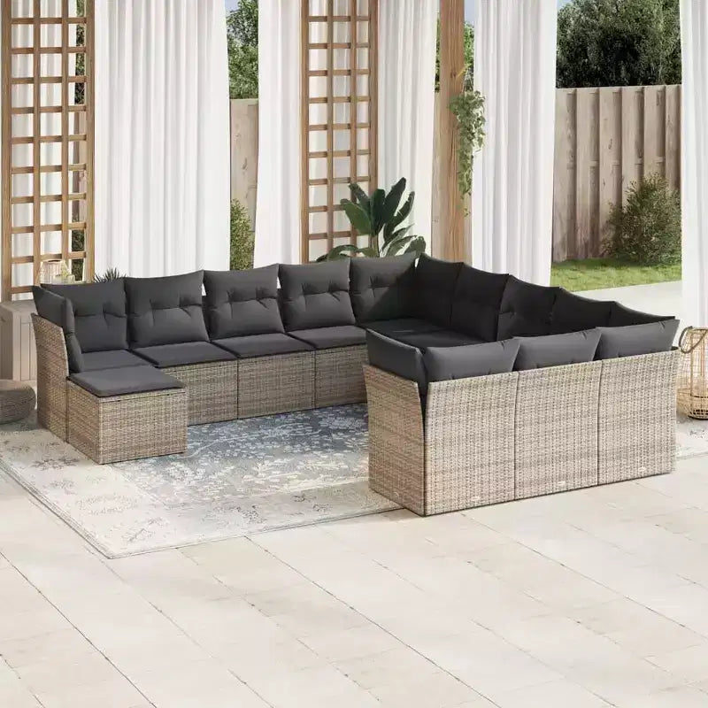 vidaXL Conjunto de sofá de patio de 13 piezas con cojines de ratán sintético