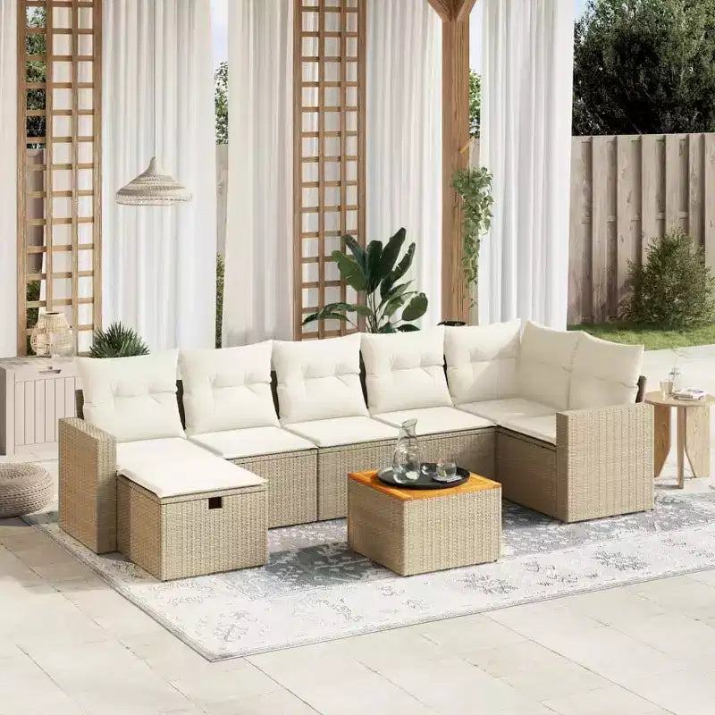 vidaXL 8 Piece Patio Sofa Set with Cushions, Poly Rattan Outdoor Sectional, Modular Design