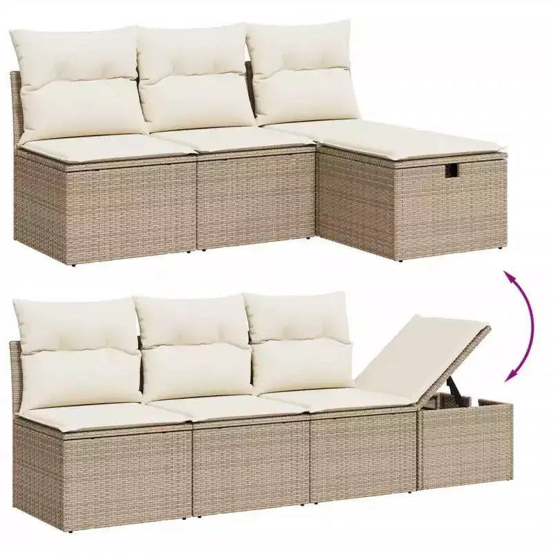 vidaXL 8 Piece Patio Sofa Set with Cushions, Poly Rattan Outdoor Sectional, Modular Design