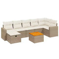 vidaXL 8 Piece Patio Sofa Set with Cushions, Poly Rattan Outdoor Sectional, Modular Design