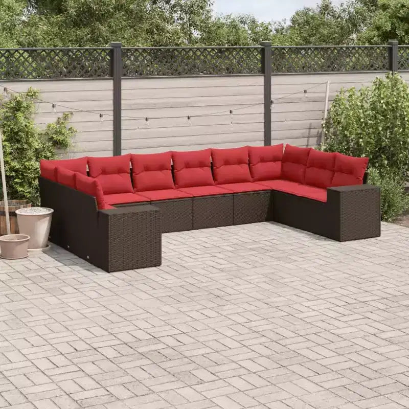 vidaXL Salon de jardin avec coussins en résine tressée