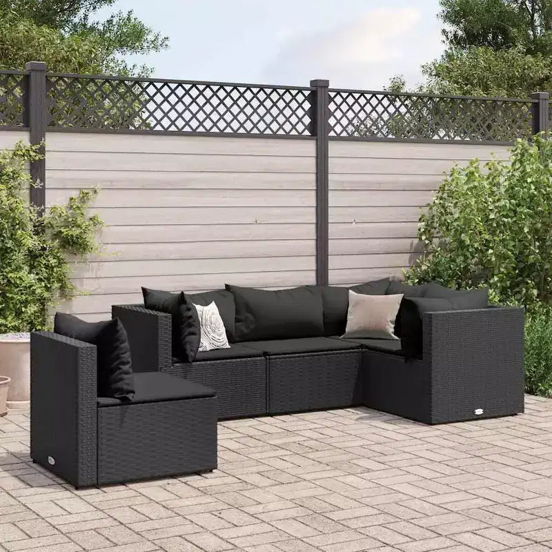 vidaXL Conjunto de Salón de Jardín con Cojines Sofá Seccional Jardín Patio Rattan Sintético