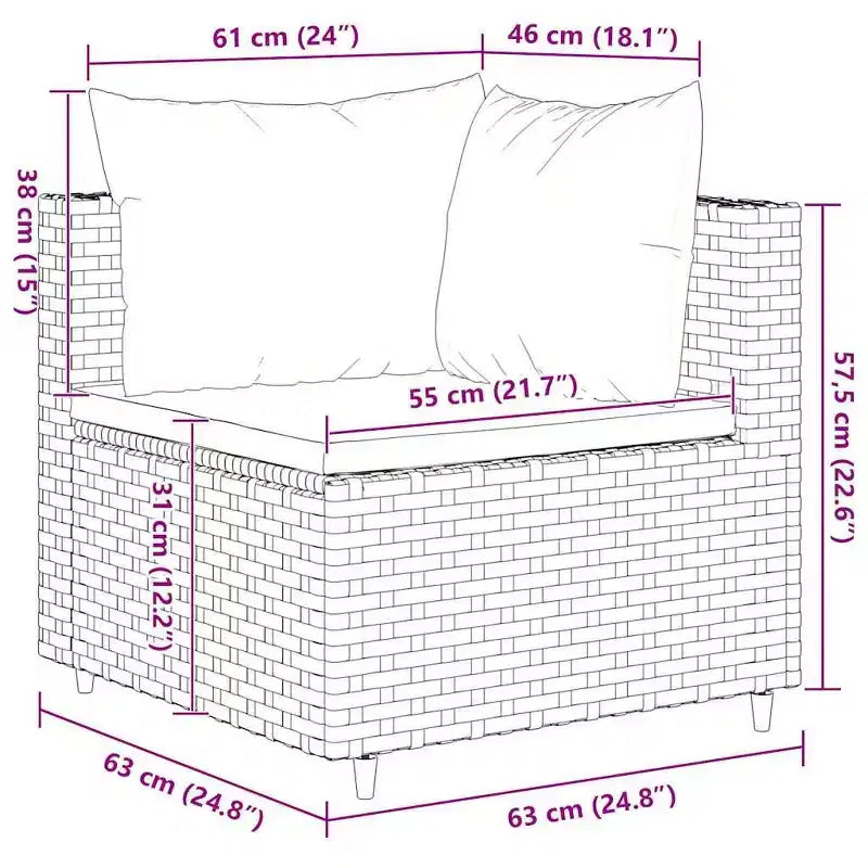 vidaXL Conjunto de Salón de Jardín con Cojines Sofá Seccional Jardín Patio Rattan Sintético
