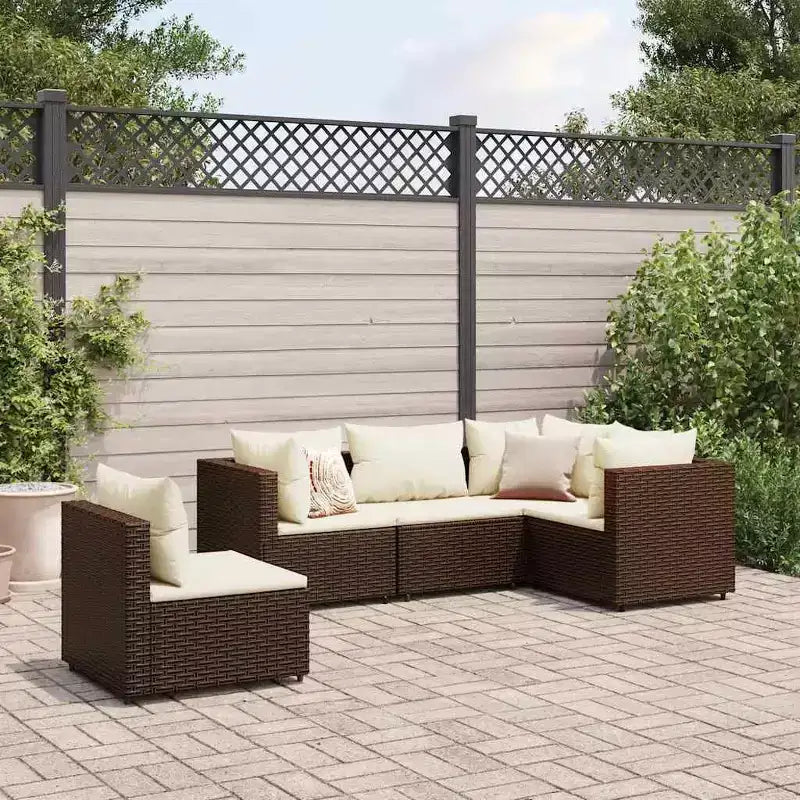 vidaXL Conjunto de Salón de Jardín con Cojines Sofá Seccional Jardín Patio Rattan Sintético