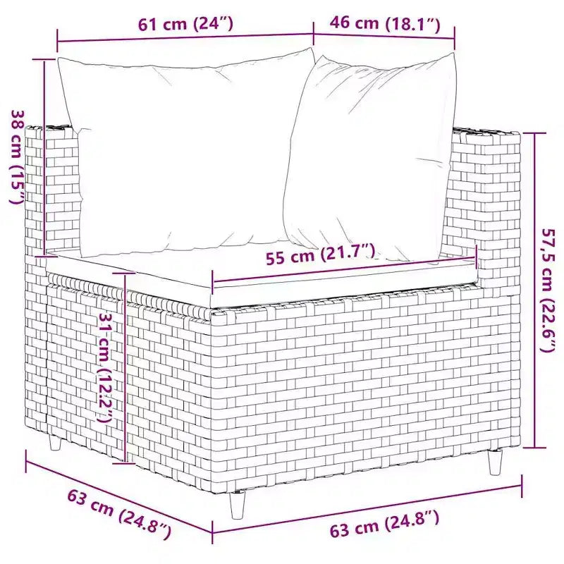 vidaXL Conjunto de Salón de Jardín con Cojines Sofá Seccional Jardín Patio Rattan Sintético