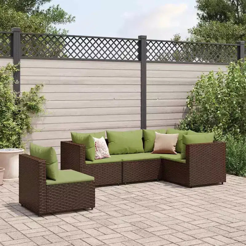 vidaXL Conjunto de Salón de Jardín con Cojines Sofá Seccional Jardín Patio Rattan Sintético