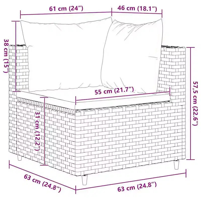 vidaXL Conjunto de Salón de Jardín con Cojines Sofá Seccional Jardín Patio Rattan Sintético
