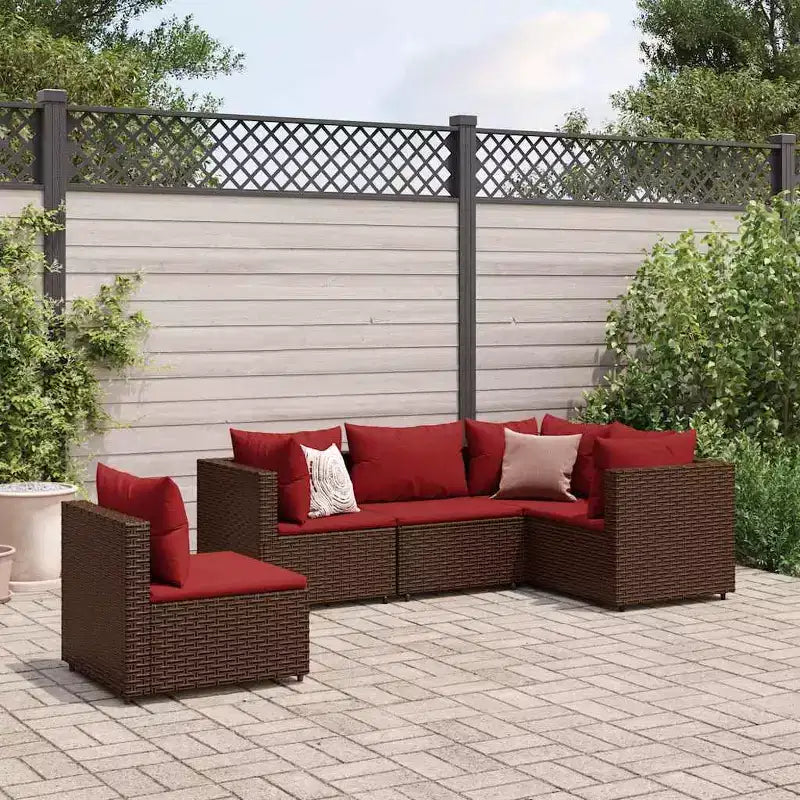 vidaXL Conjunto de Salón de Jardín con Cojines Sofá Seccional Jardín Patio Rattan Sintético
