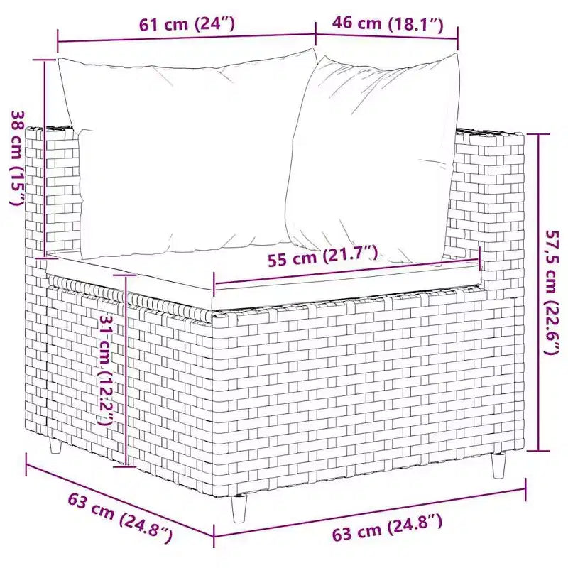 vidaXL Conjunto de Salón de Jardín con Cojines Sofá Seccional Jardín Patio Rattan Sintético