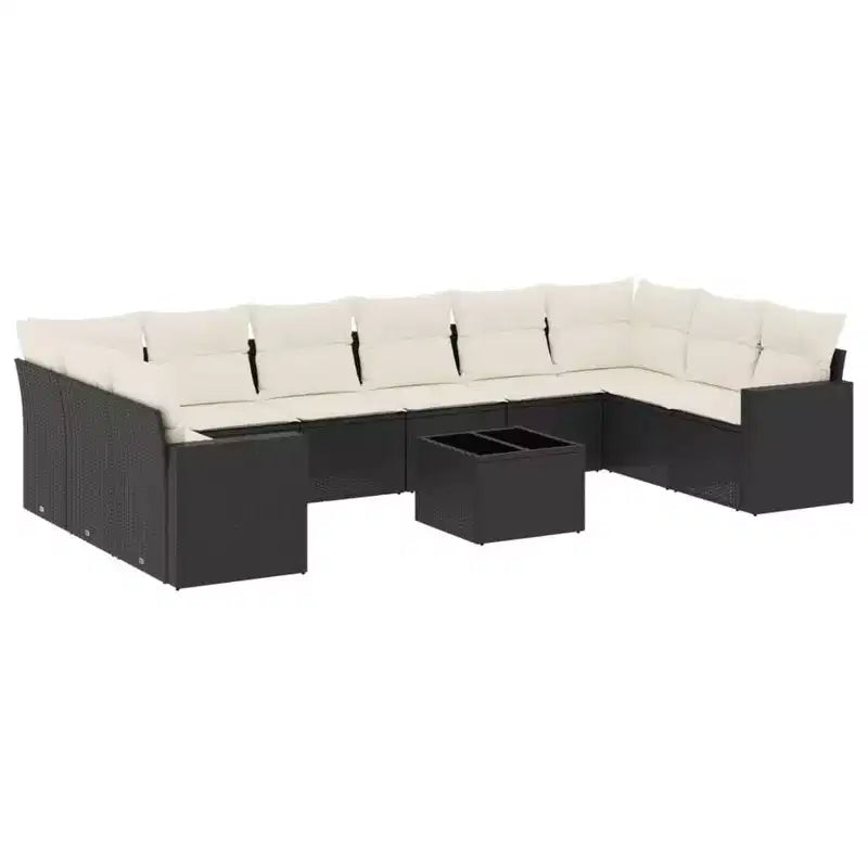 vidaXL 11 Piece Patio Sofa Set with Cushions Gray Poly Rattan