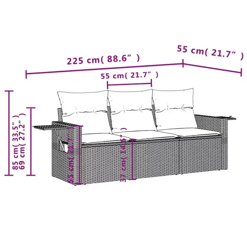 vidaXL Salon de jardin en résine tressée Canapé de jardin pliable moyen